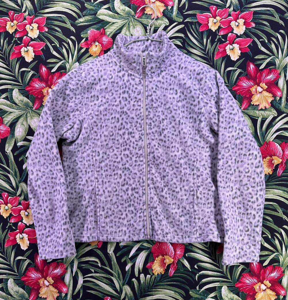 RLR Lauren Active Women’s Fleece Zip White Leopard Print XL